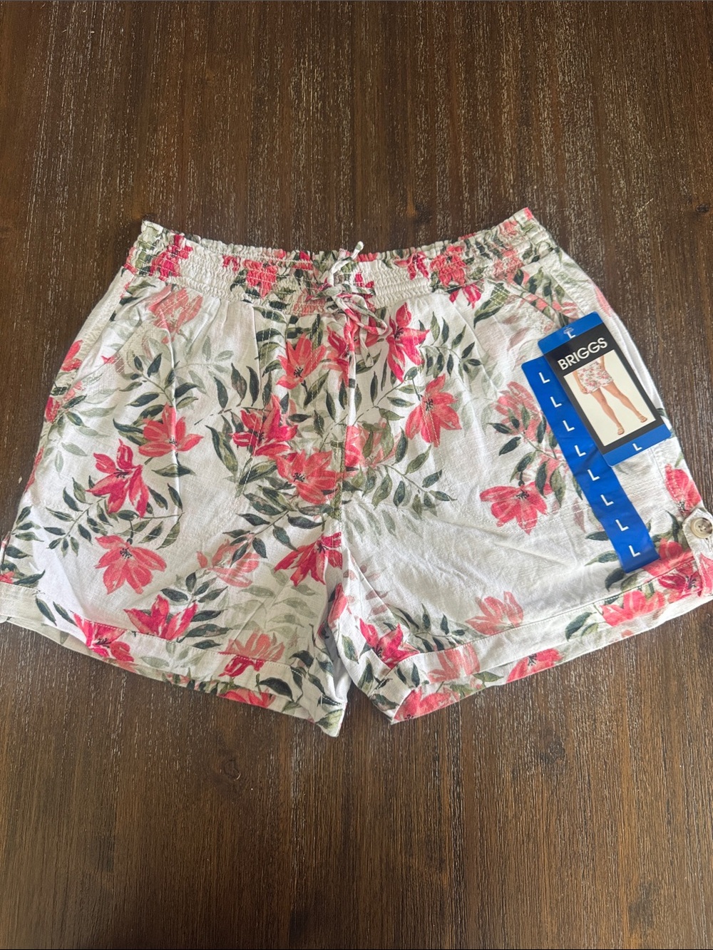 Briggs women's floral linen-blend pull-on shorts